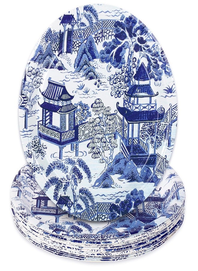JarThenaAMCS Blue White Tuscan Paper Plates Chinoiserie Disposable Plates Round Dinner Plates 7 Inch for Wedding Birthday Baby Shower Party Supplies Table Decor, 24Pcs - Image 1