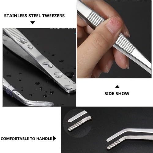 ZOOV Stainless Steel Tweezer Precision Tongs for Plating, Decorating, Food Design, Bar and Multi-Purpose | BENT TWEEZER 1PCS - Image 3