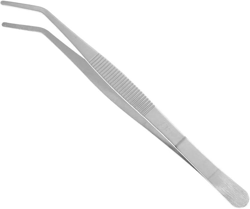ZOOV Stainless Steel Tweezer Precision Tongs for Plating, Decorating, Food Design, Bar and Multi-Purpose | BENT TWEEZER 1PCS - Image 1