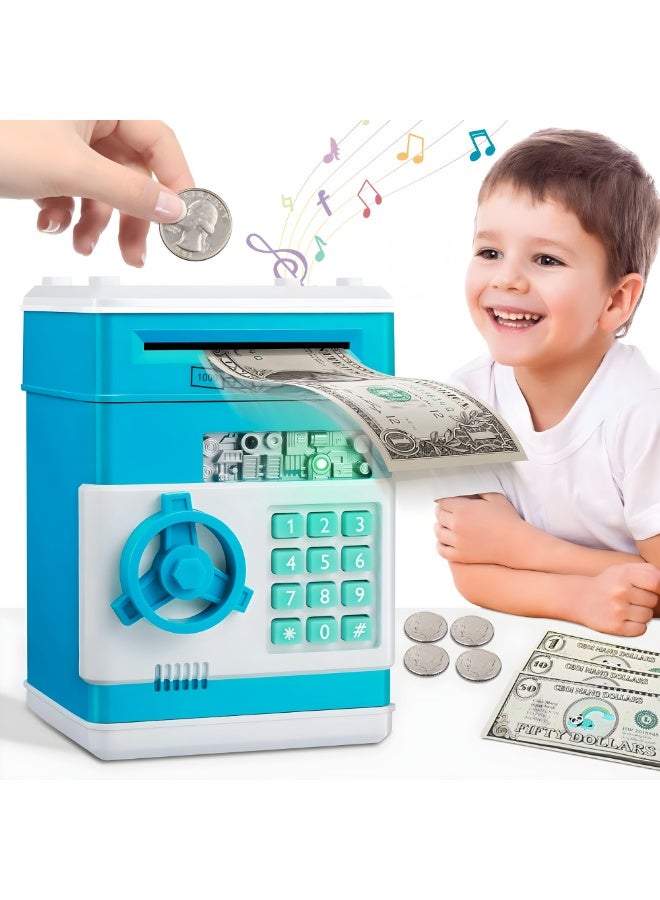 VIO Electronic Safe Bank Box for Kids Piggy Bank Cash Coin Box ATM Bank Electronic Money Saving Box Money Bank for Kids Age 3-12 Kids Safe Bank Electronic ATM Money Bank Password Protected Mini ATM Toy with Bill Feeder and Coin Slot Safe Money Bank Toy for Girls Boys Kids Toys Safe Coin Bank Gifts for 3 4 5 6 7 8 9 10 11 12 Year Old Boys Girls Cash Coin Saving Habit - Image 1