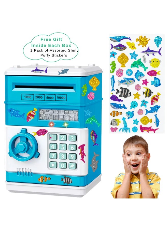 VIO Electronic Safe Bank Box for Kids Piggy Bank Cash Coin Box ATM Bank Electronic Money Saving Box Money Bank for Kids Age 3-12 Kids Safe Bank Electronic ATM Money Bank Password Protected Mini ATM Toy with Bill Feeder and Coin Slot Safe Money Bank Toy for Girls Boys Kids Toys Safe Coin Bank Gifts for 3 4 5 6 7 8 9 10 11 12 Year Old Boys Girls Cash Coin Saving Habit - Image 2