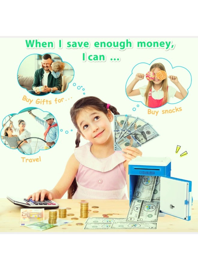 VIO Electronic Safe Bank Box for Kids Piggy Bank Cash Coin Box ATM Bank Electronic Money Saving Box Money Bank for Kids Age 3-12 Kids Safe Bank Electronic ATM Money Bank Password Protected Mini ATM Toy with Bill Feeder and Coin Slot Safe Money Bank Toy for Girls Boys Kids Toys Safe Coin Bank Gifts for 3 4 5 6 7 8 9 10 11 12 Year Old Boys Girls Cash Coin Saving Habit - Image 5