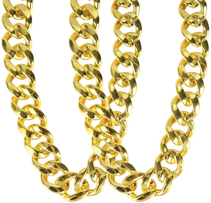 PinCute 2 Pack Big Chunky Gold Chain for Men, 32 Inches Fake Plastic Gold Chain Necklace, 80s 90s Punk Style Hip Hop Chain Necklace for Costume Jewelry Rapper - Image 1