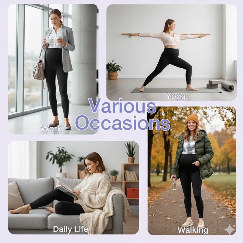 GROTEEN 3 Pack Women's Maternity Leggings Over The Belly with Pockets Maternity Pants Clothes Outfits Sets Sweatpants Buttery Soft Tights Pregnancy Must Haves Essentials Black/Black/Black - Image 5