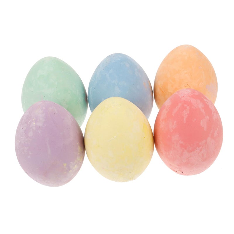 6Pcs Egg Shaped Washable Sidewalk Chalk Non Toxic Dust Free Outdoor Art Play - Image 2