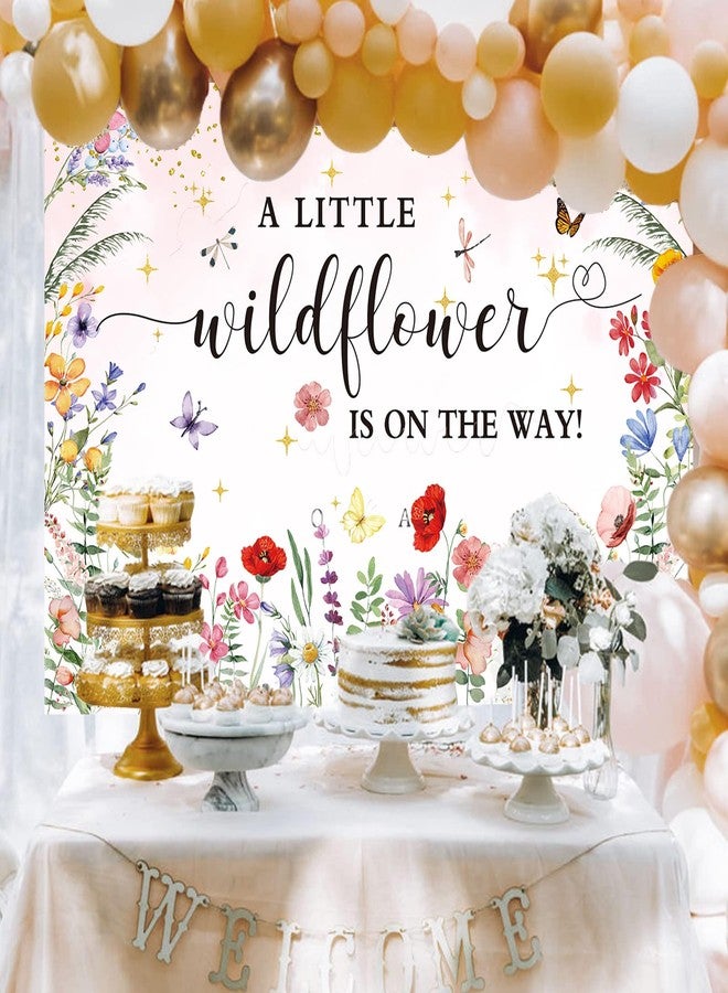 BUTEN Wildflower Baby Shower Decorations Backdrop Watercolor A Little Wildflower is On The Way Photography Background She is a Wildflower Theme Baby Girls' Baby Shower Cake Table Banner (7X5FT(82x59inch)) - Image 3