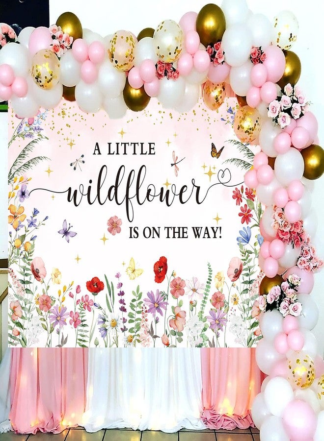 BUTEN Wildflower Baby Shower Decorations Backdrop Watercolor A Little Wildflower is On The Way Photography Background She is a Wildflower Theme Baby Girls' Baby Shower Cake Table Banner (7X5FT(82x59inch)) - Image 2