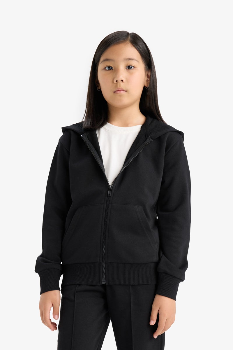 DeFacto Girl Regular Fit Hooded Cardigan Basic - Image 2