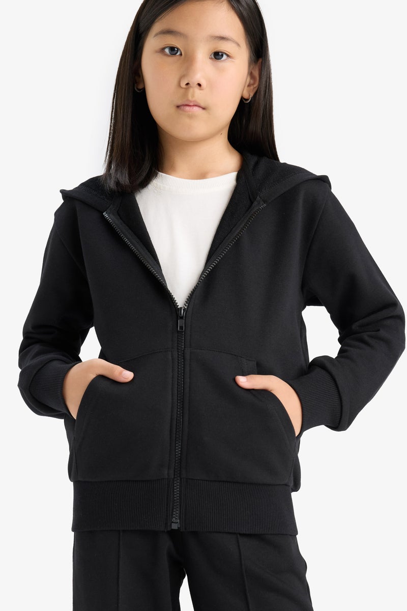 DeFacto Girl Regular Fit Hooded Cardigan Basic - Image 1
