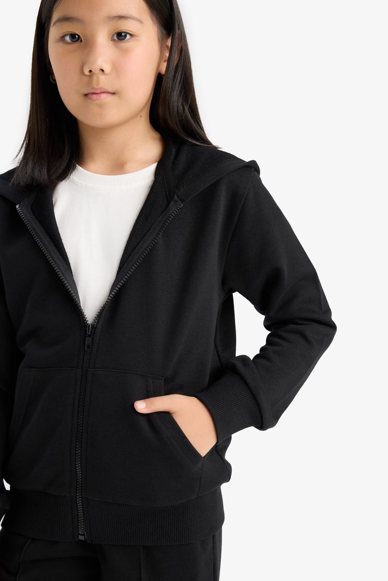 DeFacto Girl Regular Fit Hooded Cardigan Basic - Image 4