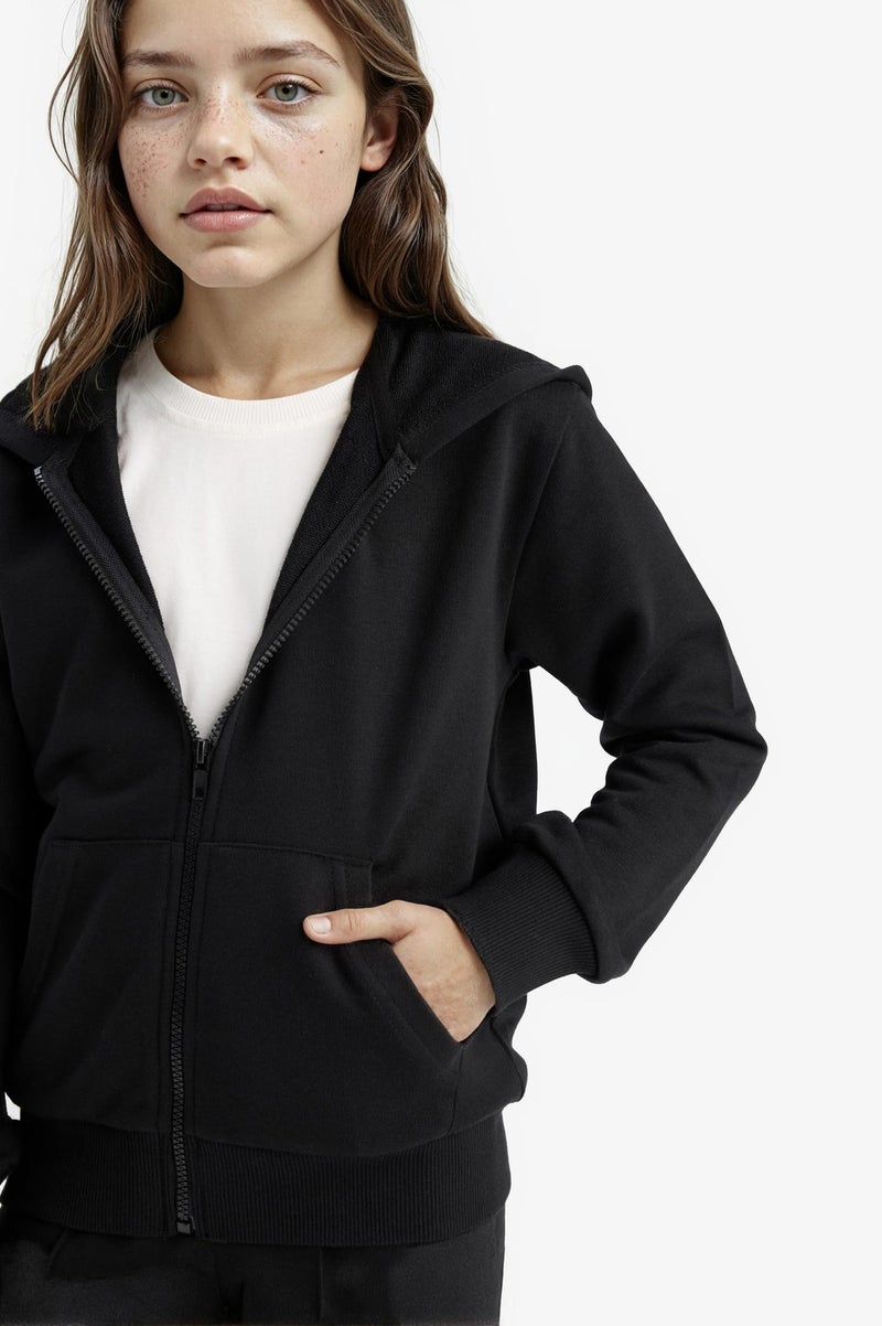 DeFacto Black Girl Girl Basic Zip-Up Hoodie Casual - Image 4