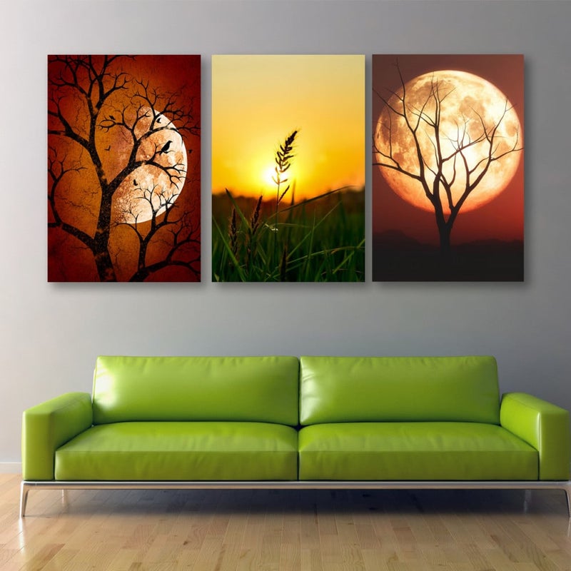 ماركتنا ثلاث لوحات قماشية بتصميم مودرن مع برواز مجوف مقاس (150×70) ثلاث قطع - Image 1