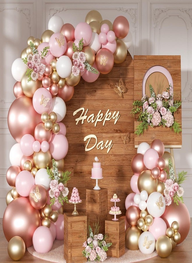NUTTYBASH Rose Gold Pink Balloons Garland Arch Kit, Light Pink Rose Gold Confetti Balloons for Women Girls Birthday Baby Shower Wedding Party Decorations - Image 1