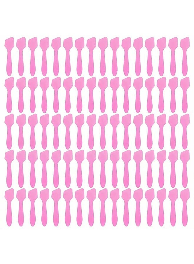 Natuworld 100PCS 8CM Disposable Plastic Cosmetic Face Pack Spoon Spatula Facial Cream Mini Scoop Mud Face Pack Stirrer Muddler Applicator DIY Beauty Tool (Pink) - Image 1