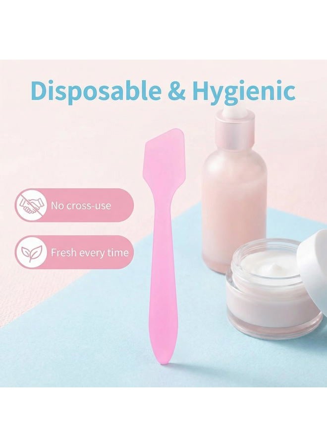 Natuworld 100PCS 8CM Disposable Plastic Cosmetic Face Pack Spoon Spatula Facial Cream Mini Scoop Mud Face Pack Stirrer Muddler Applicator DIY Beauty Tool (Pink) - Image 5