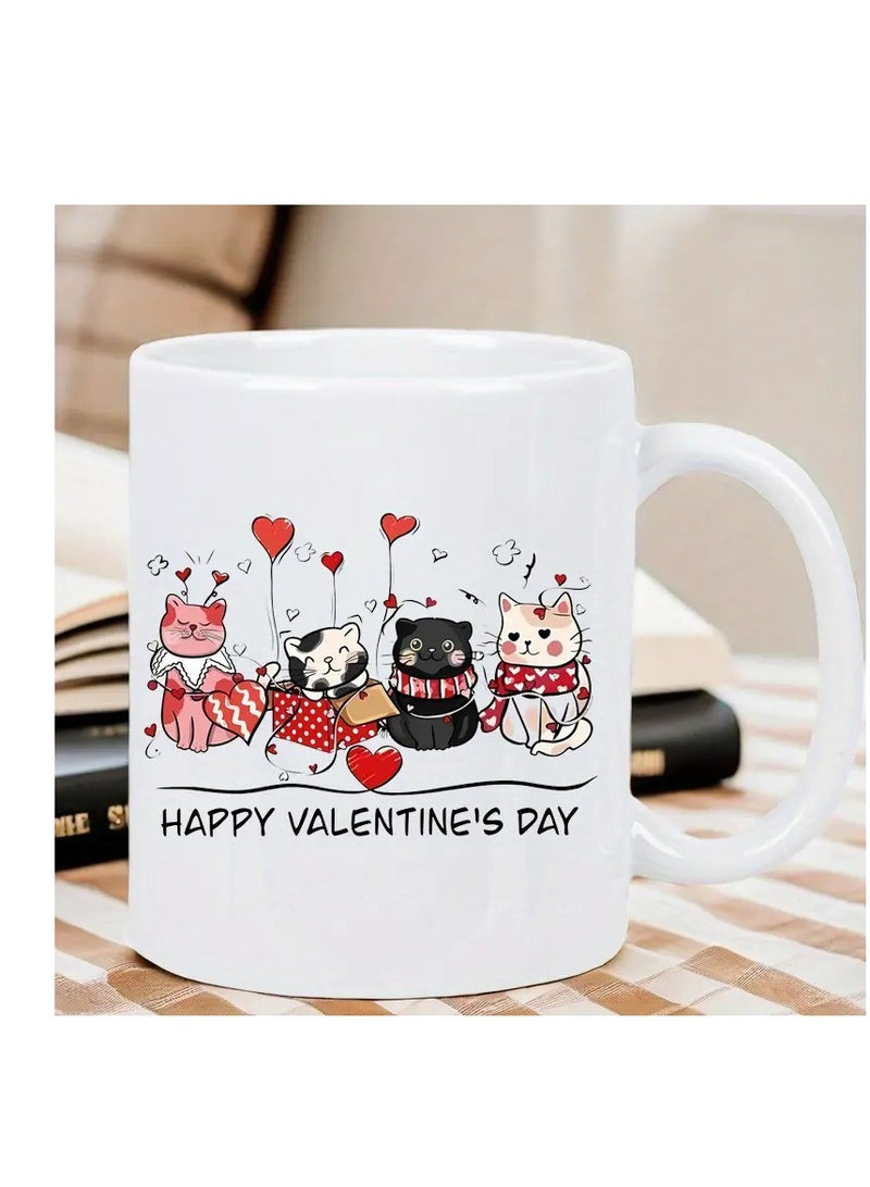 RYN® HAPPY VALENTINE'S DAY Ceramic Mug, Insulated, Reusable, for Hot & Cold Beverages, Ideal for Birthdays, Holidays, New Year, Christmas, Valentine'S Day Gift White Mug - Image 1