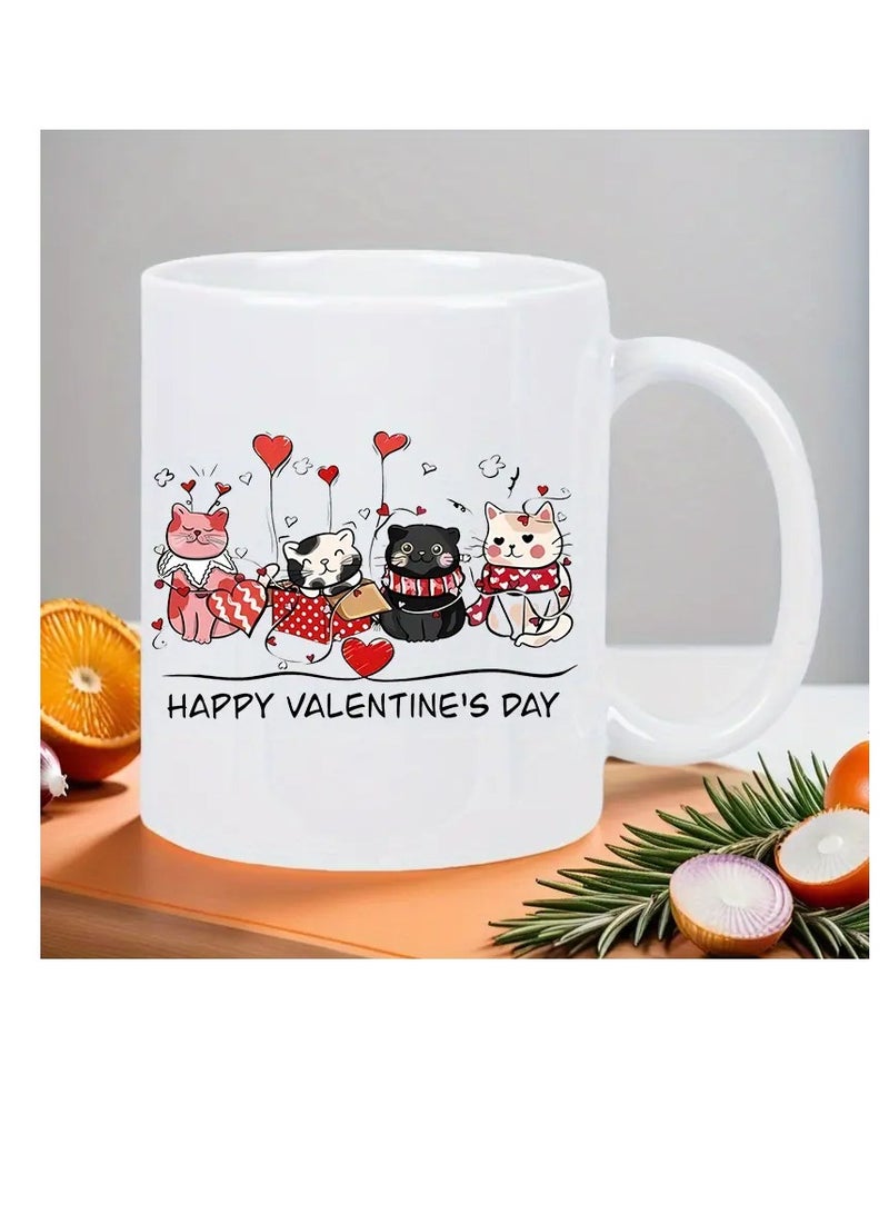 RYN® HAPPY VALENTINE'S DAY Ceramic Mug, Insulated, Reusable, for Hot & Cold Beverages, Ideal for Birthdays, Holidays, New Year, Christmas, Valentine'S Day Gift White Mug - Image 4