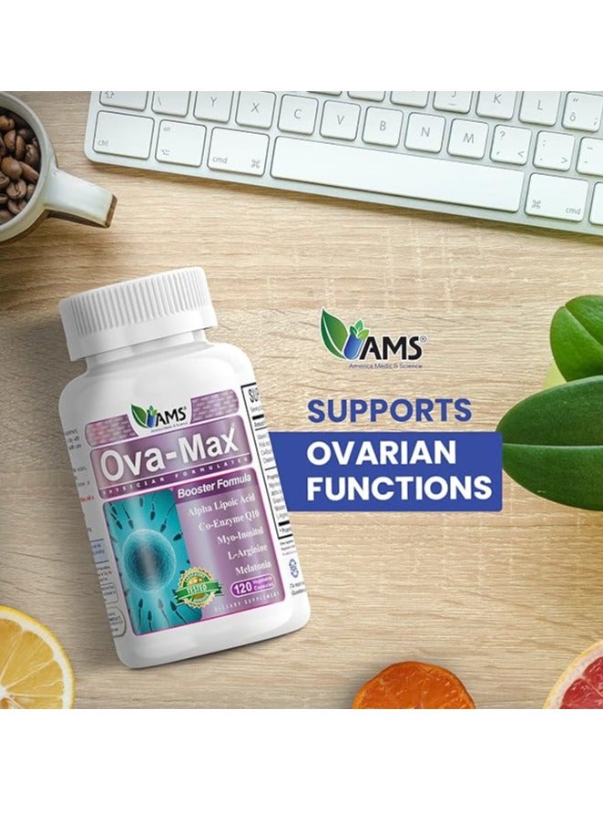 AMS أقراص أوبا-ماكس للفيتامينات قبل الولادة للنساء 120 كبسولة، تركيبة معززة - Image 3