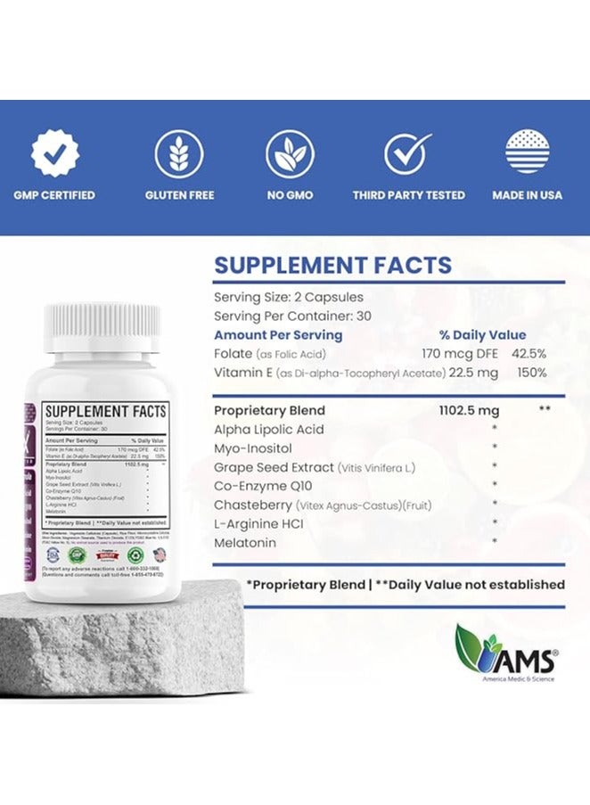 AMS أقراص أوبا-ماكس للفيتامينات قبل الولادة للنساء 120 كبسولة، تركيبة معززة - Image 5