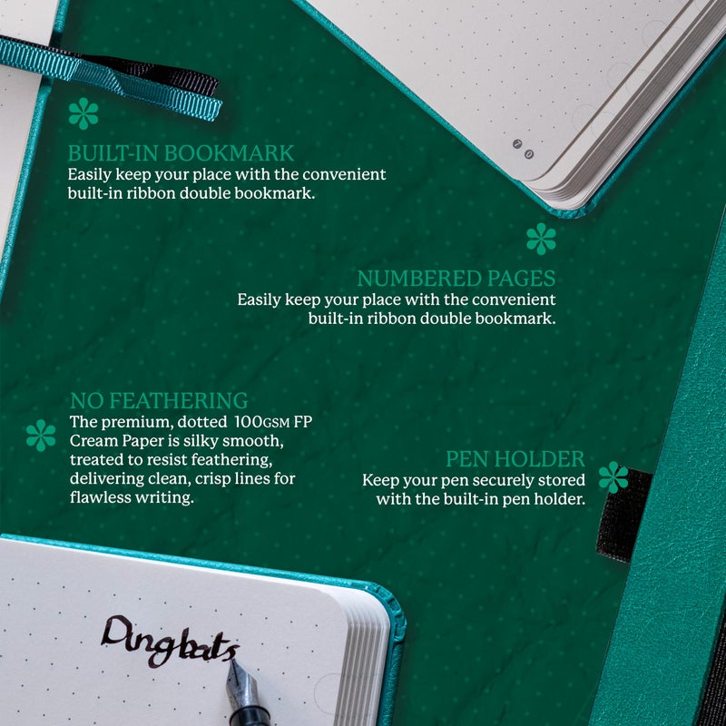 Dingbats* Notebooks Dingbats* Earth Dotted Writing Journal Notebook A5 - Vegan Leather Hardcover - Ideal for Work, Travel - Pocket, Elastic Closure & Bookmark - Image 3