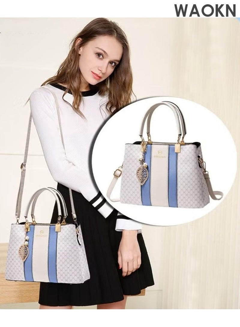 دبليو أيه أو كي أن حقيبة يد نسائية أنيقة بمقبض علوي وقلادة رائعة، حقيبة كتف كبيرة الحجم بحزام قابل للتعديل وإبزيم مغناطيسي، حقيبة كروس أنيقة وعصرية للسيدات، مثالية للمواعدة والتسوق والاستخدام اليومي، لون أزرق. - Image 4