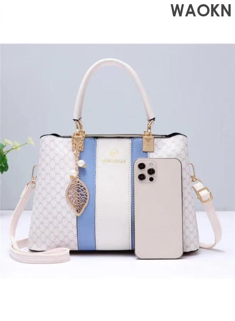 دبليو أيه أو كي أن حقيبة يد نسائية أنيقة بمقبض علوي وقلادة رائعة، حقيبة كتف كبيرة الحجم بحزام قابل للتعديل وإبزيم مغناطيسي، حقيبة كروس أنيقة وعصرية للسيدات، مثالية للمواعدة والتسوق والاستخدام اليومي، لون أزرق. - Image 5