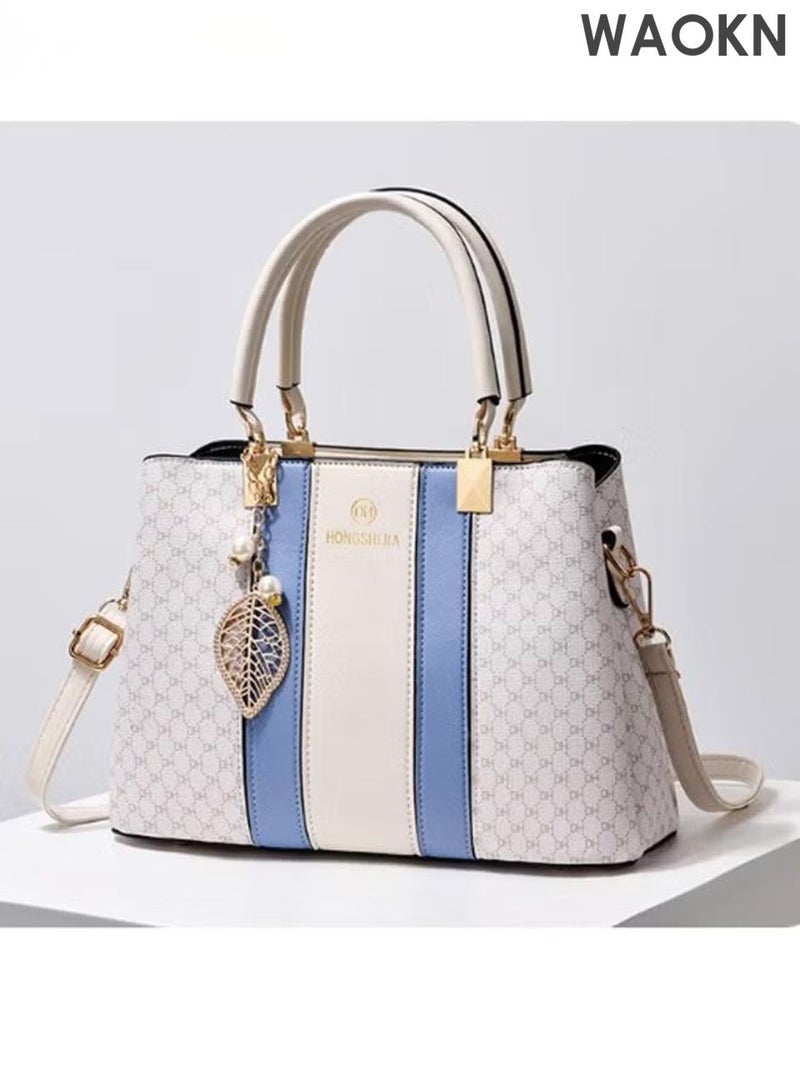 دبليو أيه أو كي أن حقيبة يد نسائية أنيقة بمقبض علوي وقلادة رائعة، حقيبة كتف كبيرة الحجم بحزام قابل للتعديل وإبزيم مغناطيسي، حقيبة كروس أنيقة وعصرية للسيدات، مثالية للمواعدة والتسوق والاستخدام اليومي، لون أزرق. - Image 3