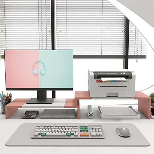 WESTREE Dual Monitor Stand - Monitor Stand Riser - 2 Shelf Computer Monitor Stand with Adjustable Length and Angle, Monitor Stands for 2 Monitors, Desktop Organizer Stand for PC, Computer, Laptop - Image 3