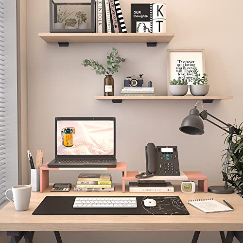 WESTREE Dual Monitor Stand - Monitor Stand Riser - 2 Shelf Computer Monitor Stand with Adjustable Length and Angle, Monitor Stands for 2 Monitors, Desktop Organizer Stand for PC, Computer, Laptop - Image 4