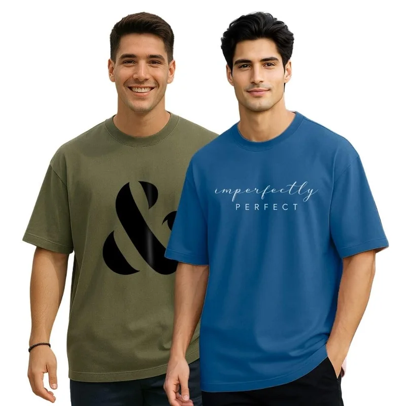 NOBERO Men's Graphic Print Oversized T-Shirt Pack