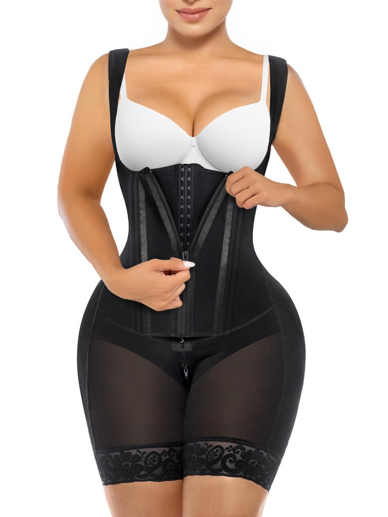 SHAPERX Fajas Colombianas Shapewear for Women Tummy Control Body Shaper Postpartum Butt Lifter with Zipper and Hooks,SZ7307-Black-XL - Image 1