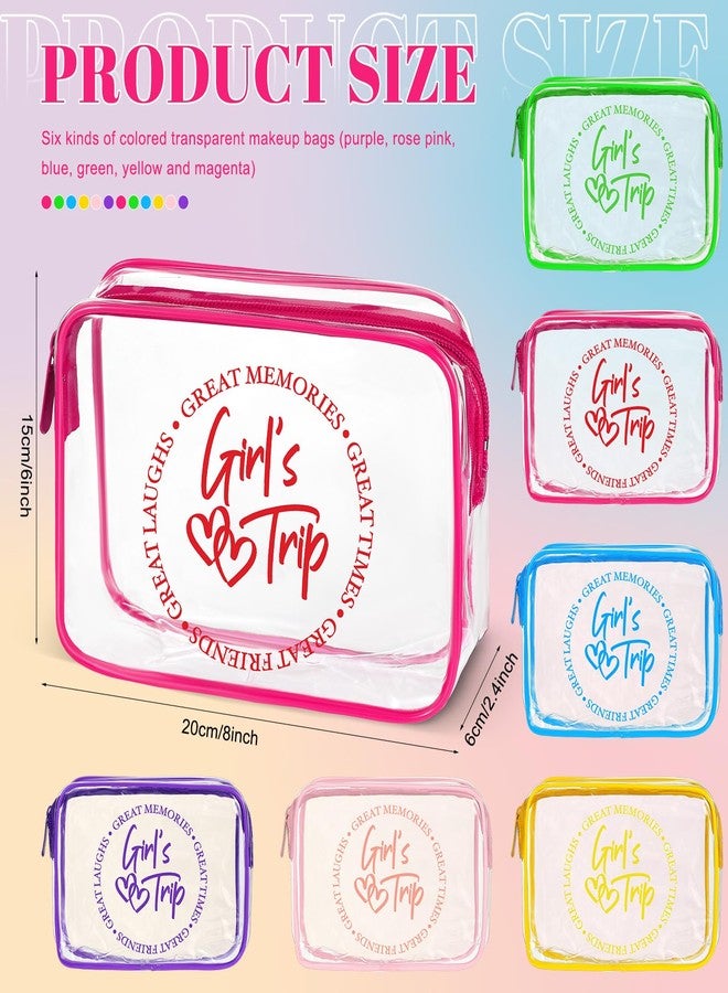 Reginary 6 Pcs Girls Trip Gifts Favors Clear Makeup Bags, Clear Travel Toiletry Bags with Zipper for Women, Waterproof PVC Cosmetic Bag Gifts Set for Women, Bestie, Sister, Colorful - Image 5