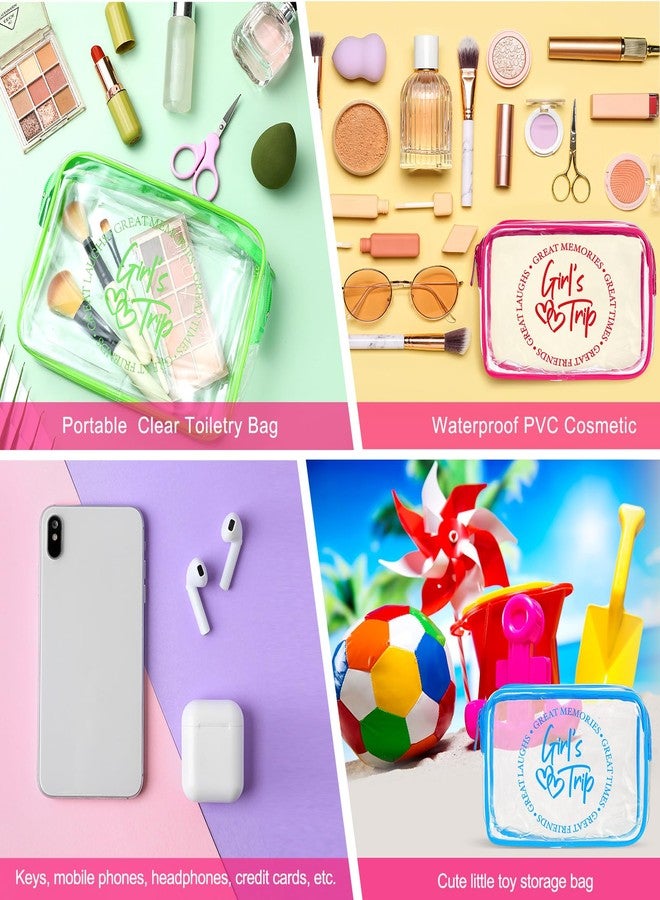 Reginary 6 Pcs Girls Trip Gifts Favors Clear Makeup Bags, Clear Travel Toiletry Bags with Zipper for Women, Waterproof PVC Cosmetic Bag Gifts Set for Women, Bestie, Sister, Colorful - Image 4