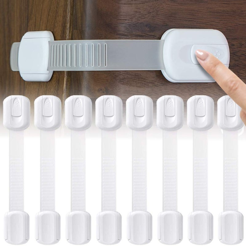 Socub 8 pack Child Safety Cabinets Strap Locks, Multi Use Latch with Strong Adhesive Pads, for Cabinets, Drawers, Oven, Toilet Seat, Fridge - Image 1