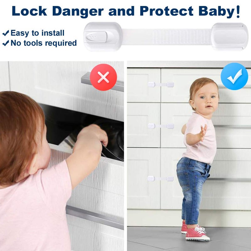 Socub 8 pack Child Safety Cabinets Strap Locks, Multi Use Latch with Strong Adhesive Pads, for Cabinets, Drawers, Oven, Toilet Seat, Fridge - Image 2