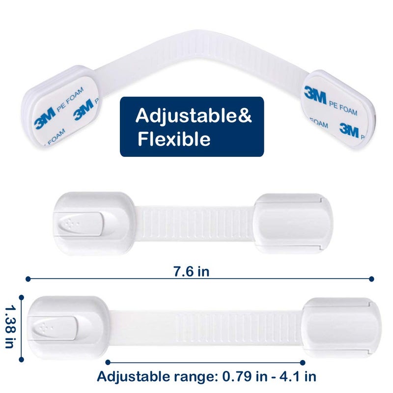 Socub 8 pack Child Safety Cabinets Strap Locks, Multi Use Latch with Strong Adhesive Pads, for Cabinets, Drawers, Oven, Toilet Seat, Fridge - Image 4