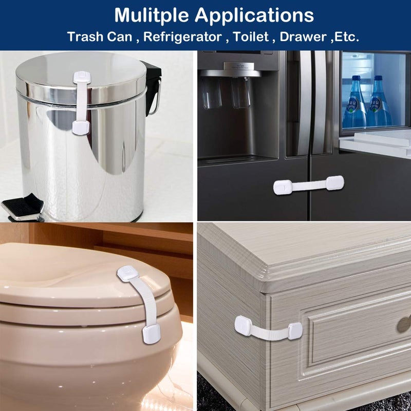 Socub 8 pack Child Safety Cabinets Strap Locks, Multi Use Latch with Strong Adhesive Pads, for Cabinets, Drawers, Oven, Toilet Seat, Fridge - Image 3