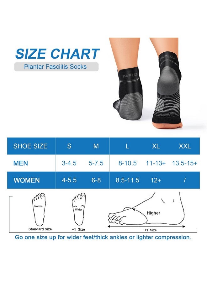 PAPLUS Plantar Fasciitis Sock (6 Pairs) for Men and Women, Compression Foot Sleeves with Arch and Ankle Support, Black, XX-Large - Image 1