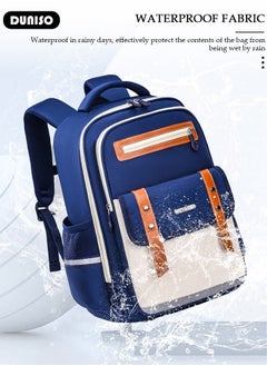 DUNISO Kids School Backpack, Large Capacity Backpack for Girls Boys, Lightweight Schoolbag for Teen Boys Bookbag with Compartments Reflective Strip, Watrer Resistant Bookbag for Elementary Primary School  - Image 3