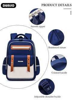DUNISO Kids School Backpack, Large Capacity Backpack for Girls Boys, Lightweight Schoolbag for Teen Boys Bookbag with Compartments Reflective Strip, Watrer Resistant Bookbag for Elementary Primary School  - Image 5