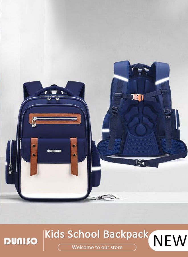 DUNISO Kids School Backpack, Large Capacity Backpack for Girls Boys, Lightweight Schoolbag for Teen Boys Bookbag with Compartments Reflective Strip, Watrer Resistant Bookbag for Elementary Primary School - Image 1