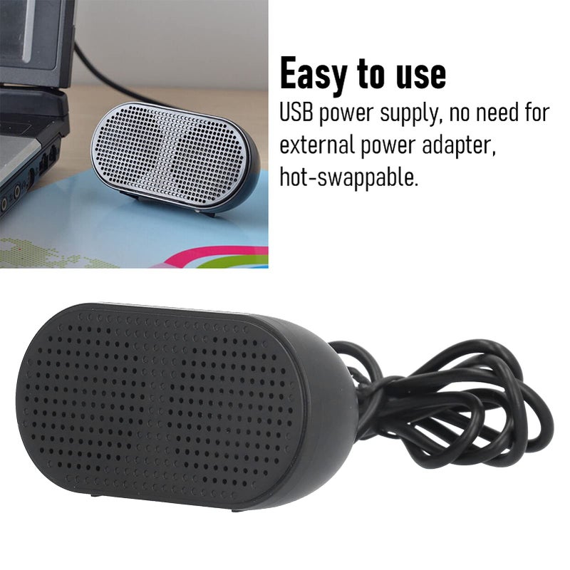 مكبر صوت كمبيوتر صغير USB محمول، قابل للتوصيل والتشغيل الفوري لمكتب المنزل والمكتب المكتبي - Image 3