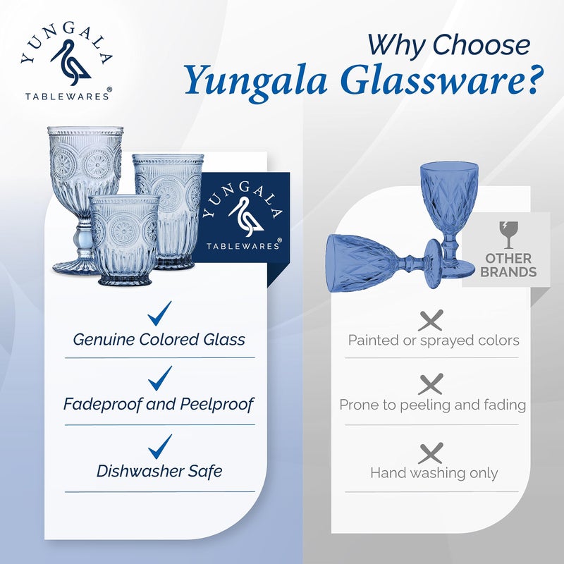 Yungala Blue-Wine-Glasses-Sunflower-Set-6 Blue Wine Glasses Set of 6 Vintage Hobnail Goblets 10 oz Dishwasher Safe - Image 2