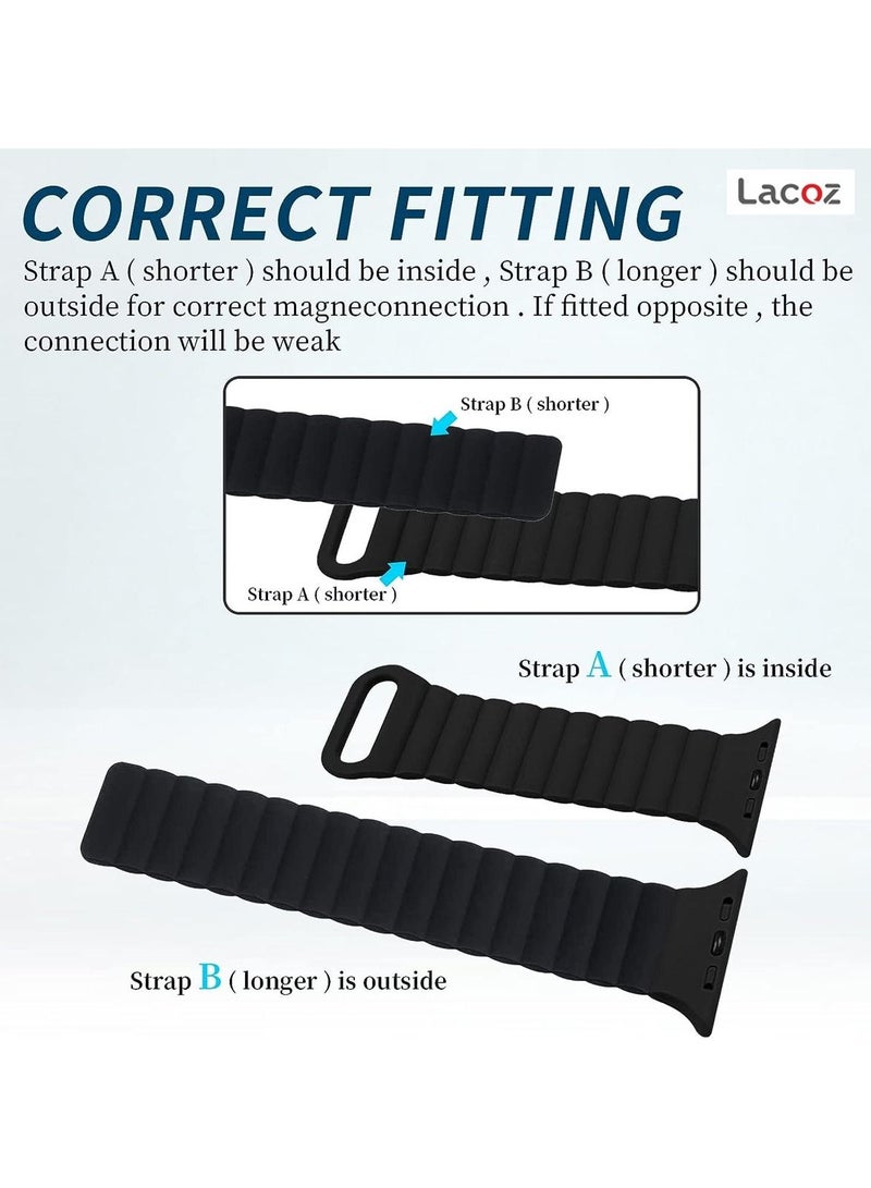 Lacoz Magnetic Silicone Band iWatch Sports Strap for Apple Watch 44mm 45mm and Ultra 49mm 8 SE 7 6 5 (Black) - Image 4