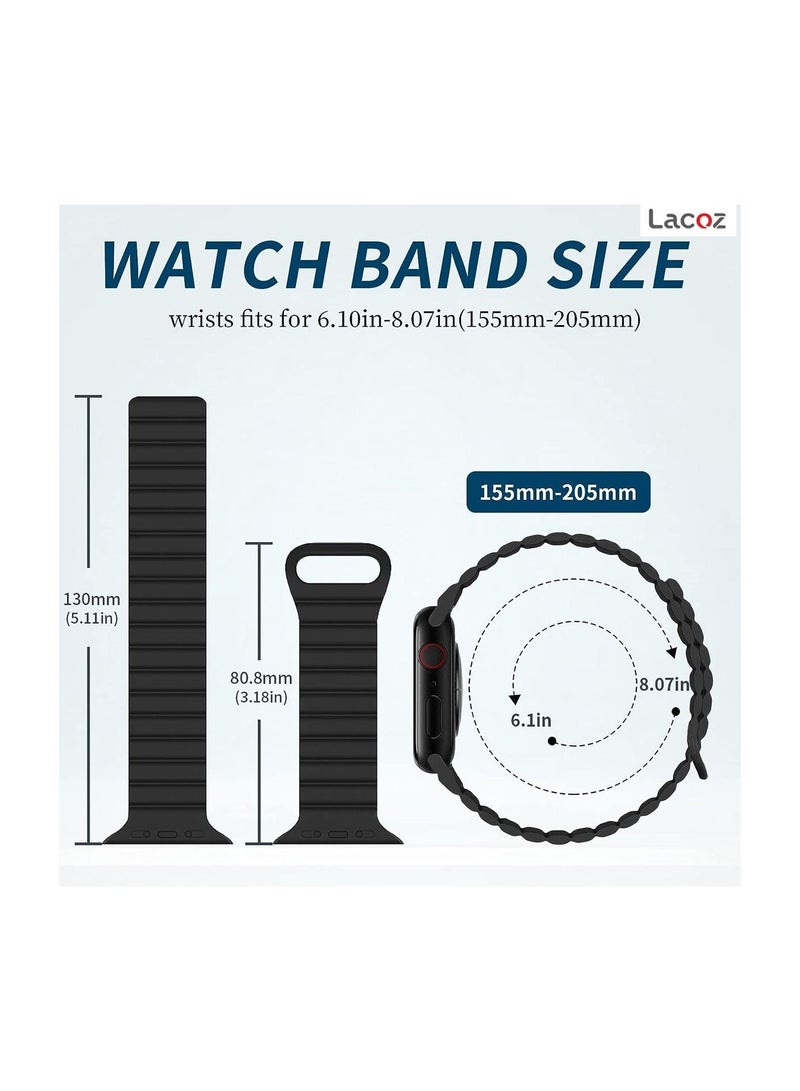 Lacoz Magnetic Silicone Band iWatch Sports Strap for Apple Watch 44mm 45mm and Ultra 49mm 8 SE 7 6 5 (Black) - Image 5