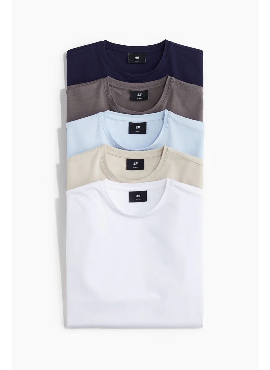 H&M 5-Pack T-Shirts Slim Fit