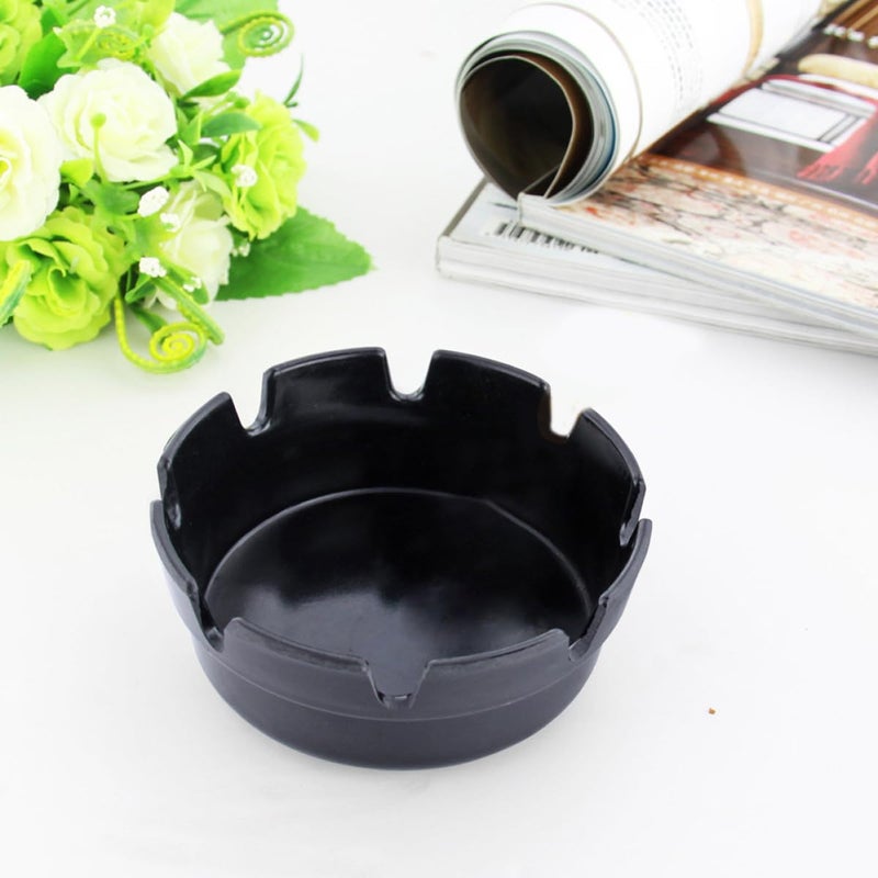 4Pcs Black Plastic Smokeless Ashtray 8 Slots Windproof Indoor Outdoor Tabletop Smoke Catcher - Image 5
