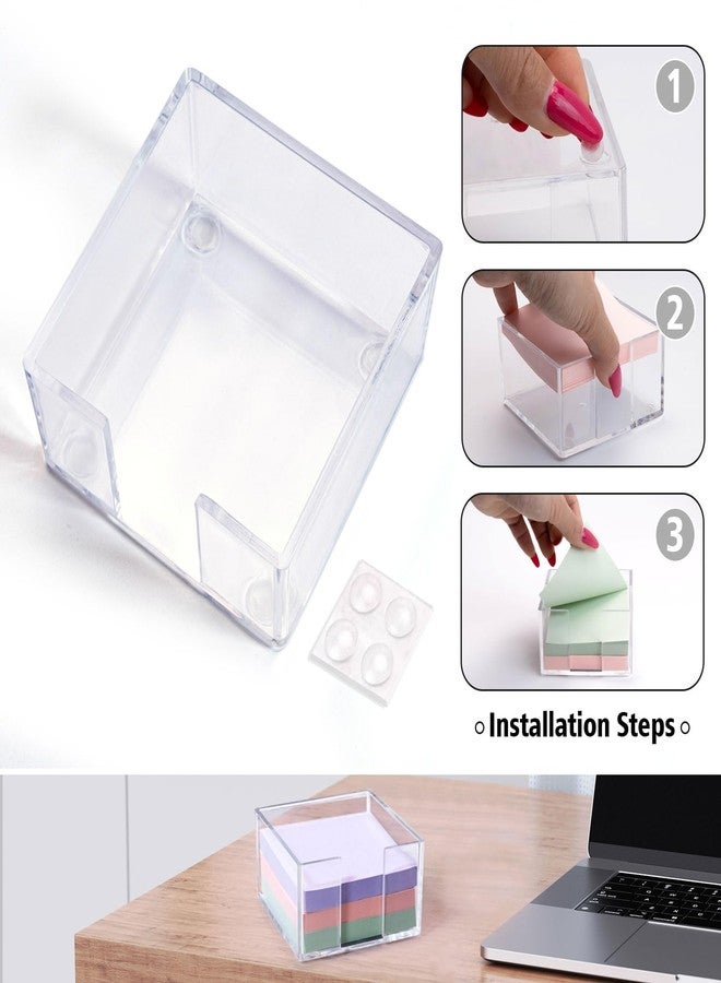 CINDALOG Acrylic Sticky Note Holder, 3 x 3 Clear Acrylic Notepad Holder, Crystal Notepad Organizer Notes Dispenser for School Dorm Home and Office - Image 4
