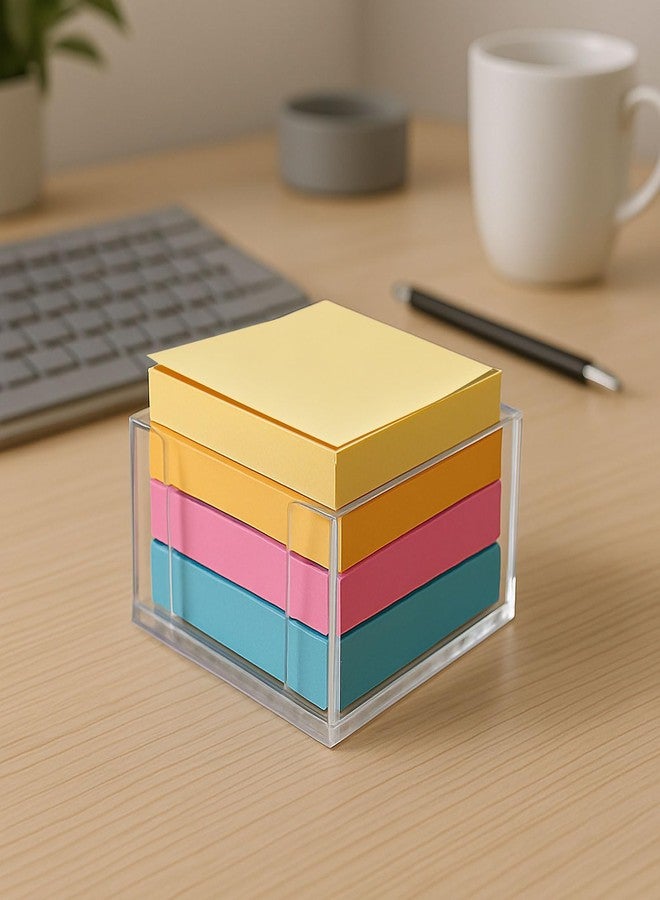 CINDALOG Acrylic Sticky Note Holder, 3 x 3 Clear Acrylic Notepad Holder, Crystal Notepad Organizer Notes Dispenser for School Dorm Home and Office - Image 3
