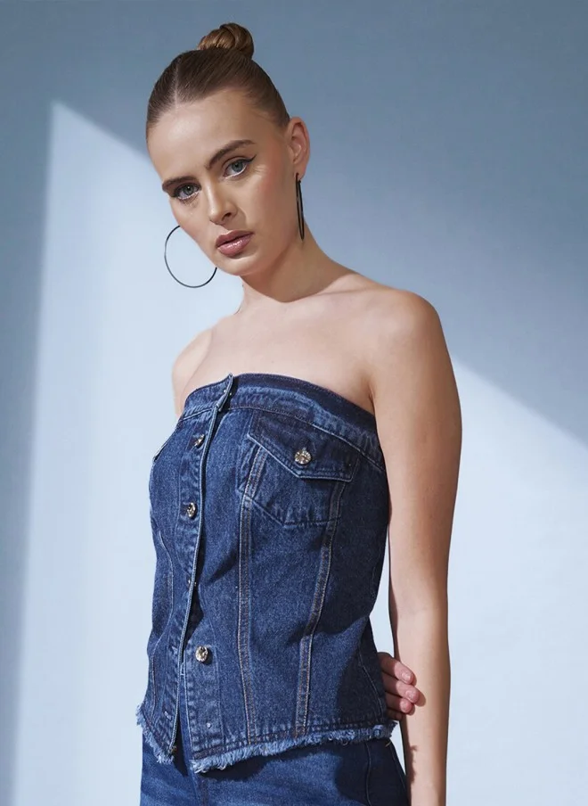 STREET 9 Sleeveless Denim Top for Women